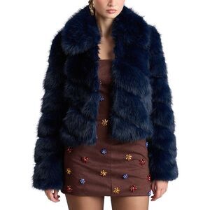 Avec Les Filles Womens  Cropped Diagonal Paneled Jacket